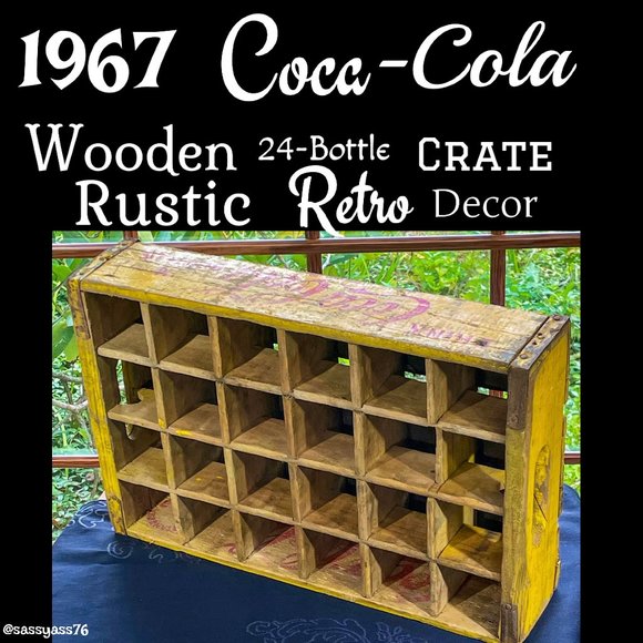 Vintage Other - ▪️VTG▪️COCA-COLA▪️1967 Wooden 24-Bottle Crate Rustic Retro Americana Decor